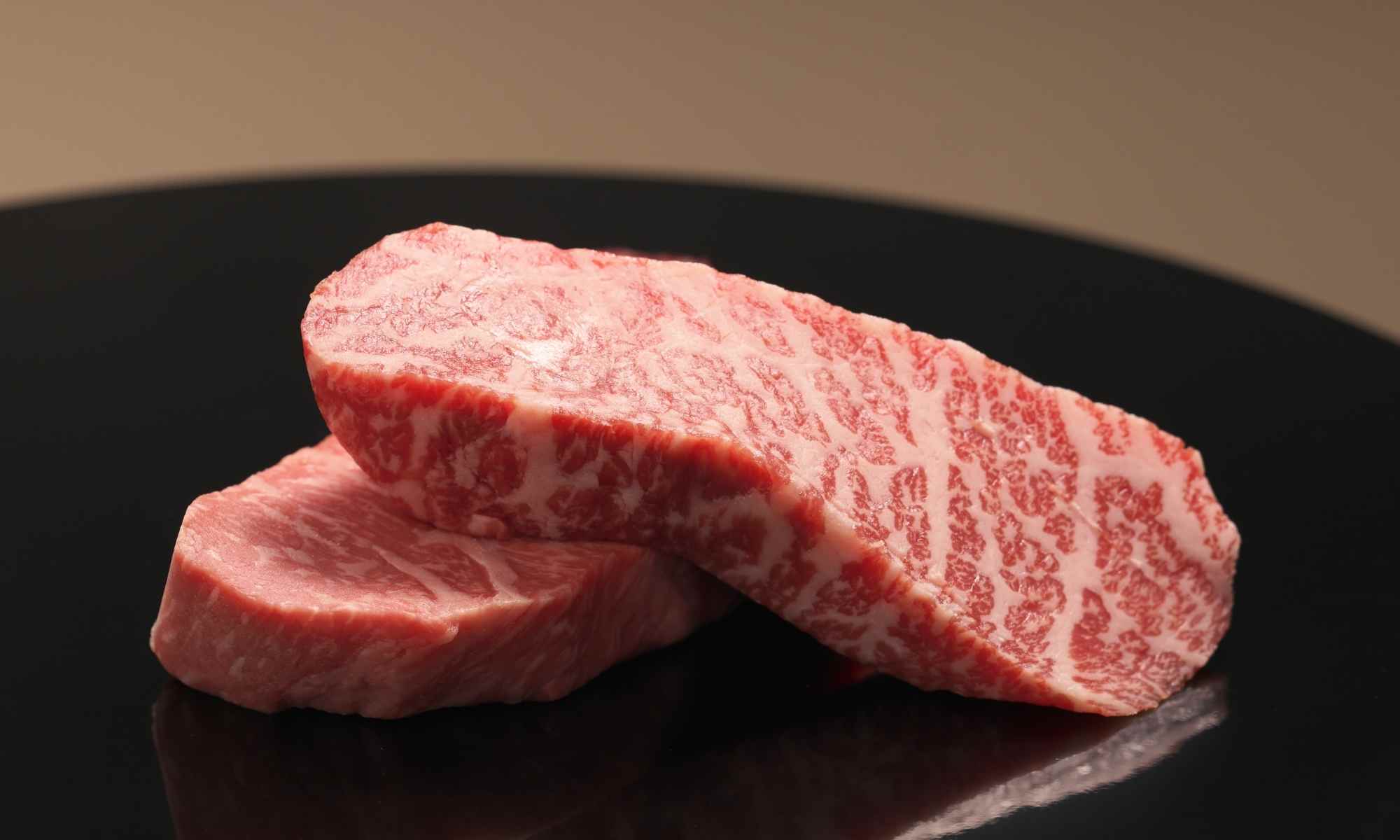 Well-marbled Wagyu beef available at La Boucherie